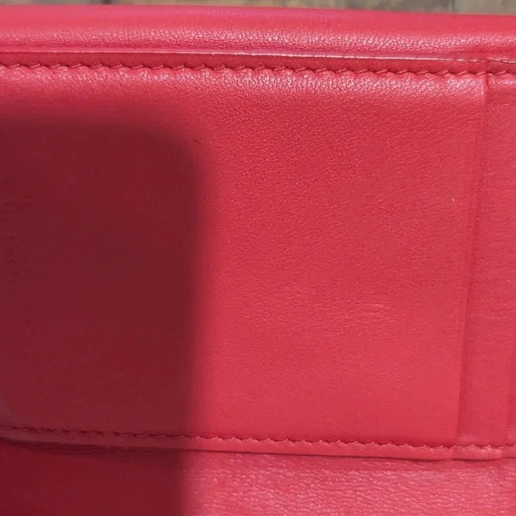 Authentic Christian Dior Lady Dior Cannage Trifold Wallet Lamb Skin Red - Picture 5 of 14